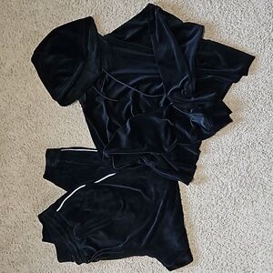 Fashion Nova 2 Piece Black Velour Jogger Set Size 1X